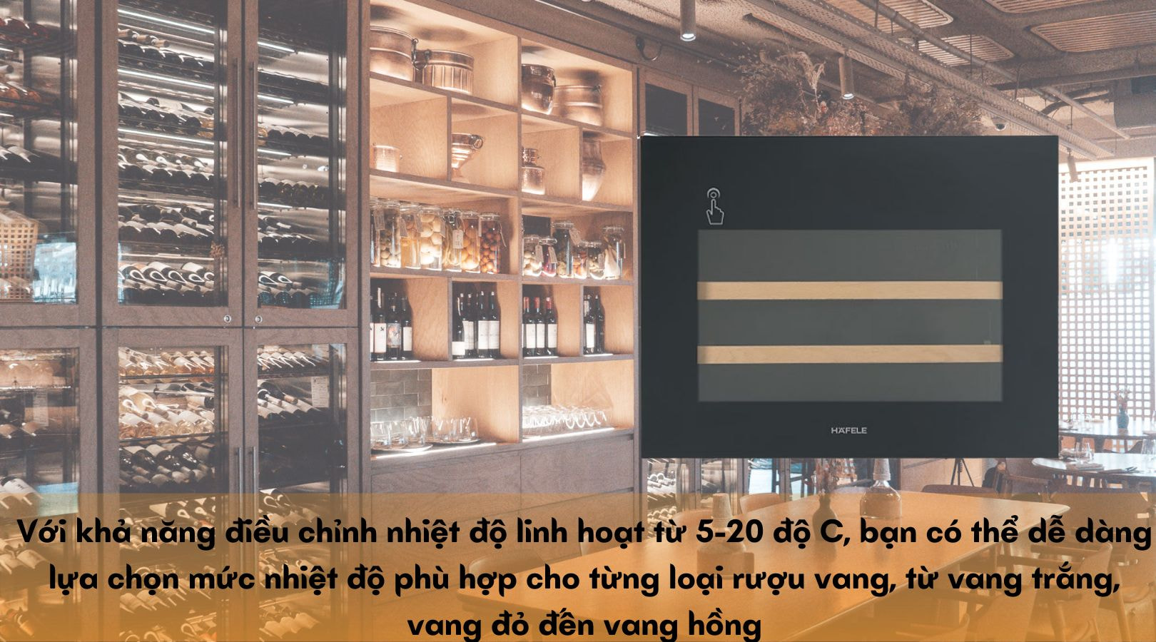 Công nghệ bảo quản rượu vang tiên tiến của tủ rượu Hafele HW-C62BB 533.17.001